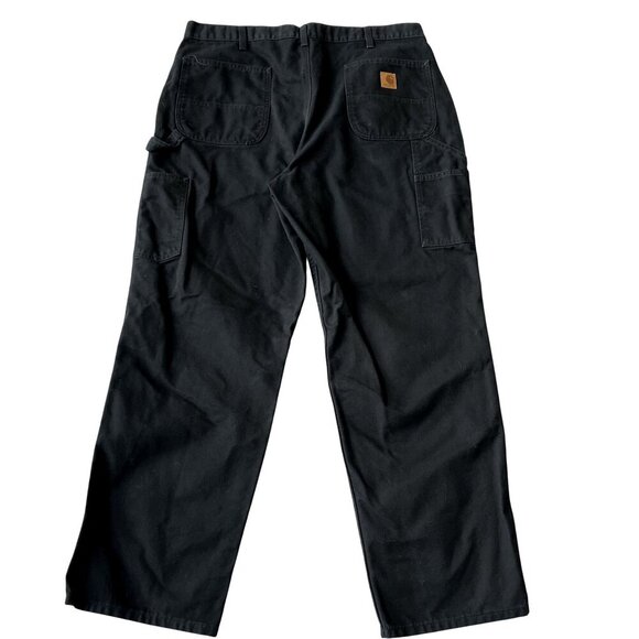 Carhartt Mens 40x32 Duck Loose Fit Canvas Black Utility Chore Pants Carpenter - Picture 1 of 16